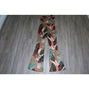 Fashion Nova Bell Bottom Floral Strapless Jumpsuit